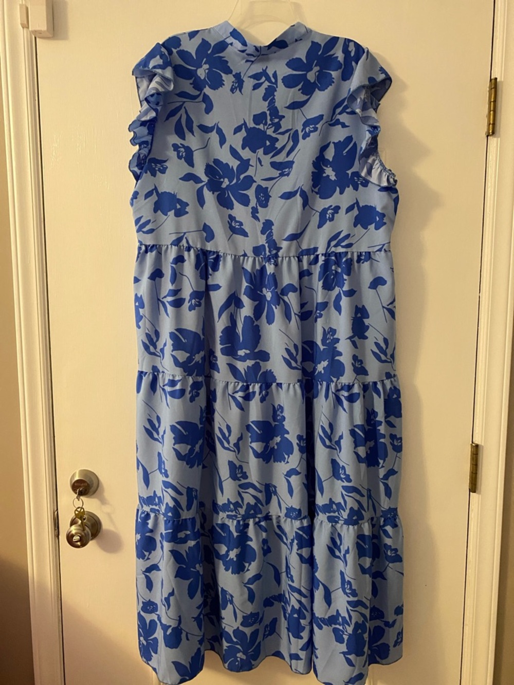 Blue Floral Tiered Midi Dress - Picture 5 of 5